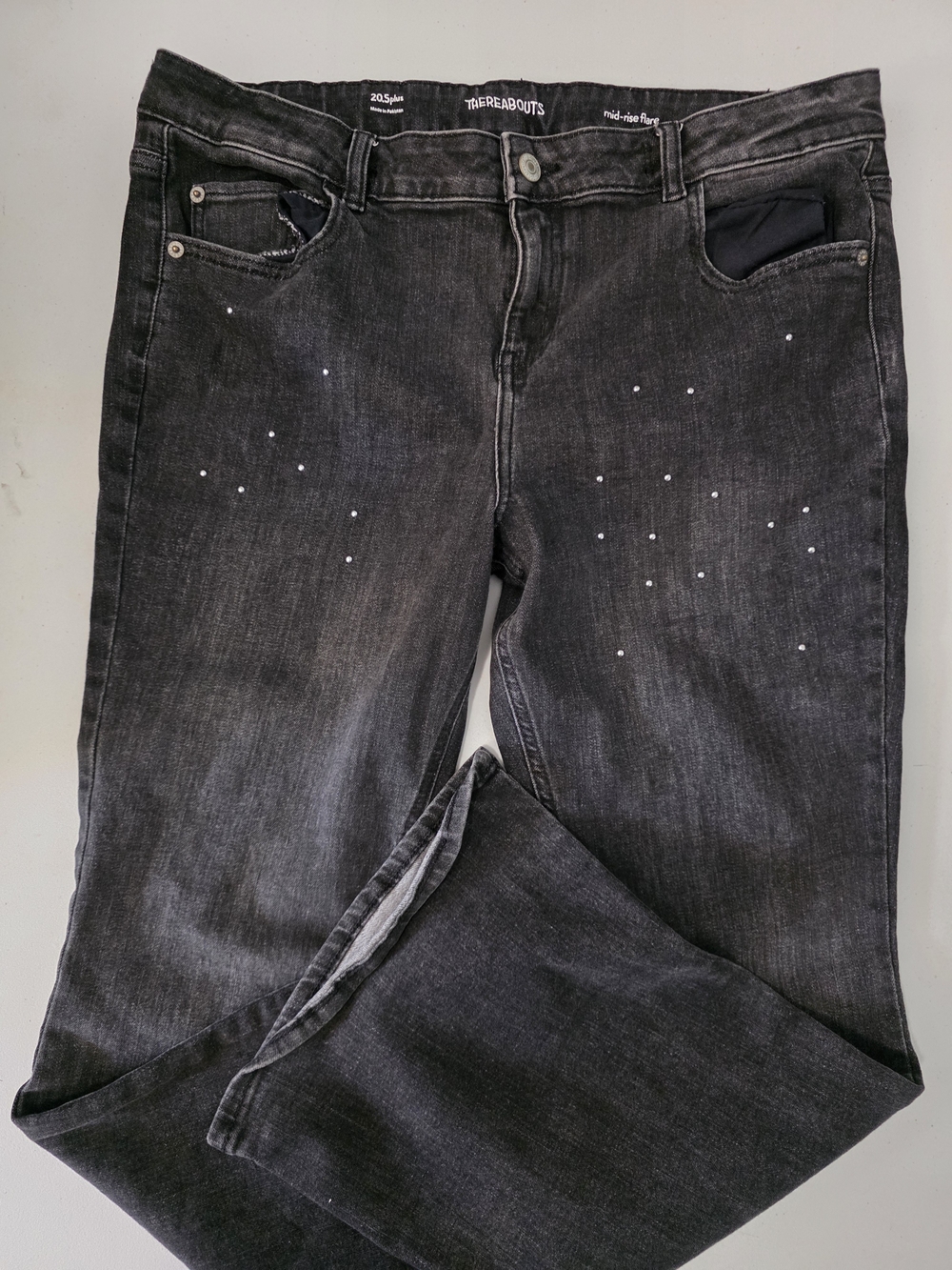 Thereabouts Kids Size 20 Black Jeans with Subtle Stud Detail